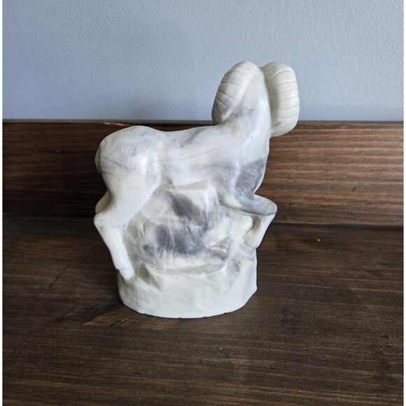 Vtg Bighorn Sheep Ram Figurine Pearlite Marblecraft Canada Marble Composite - Picture 3 of 8